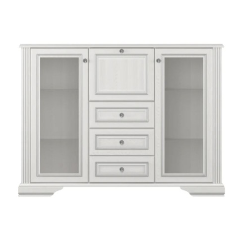 Комод-Витрина 2W3S1B Вайт(White)-Гербор